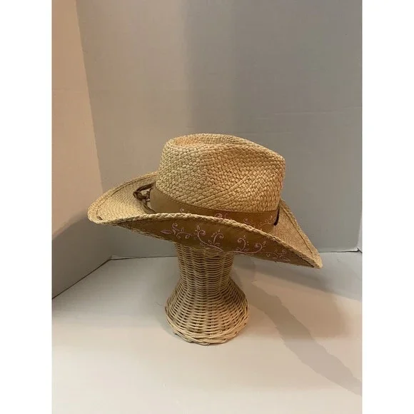 Bullhide Because Of You Western Cowboy Straw Hat Size L Natural 3.5” Brim - Picture 2 of 8